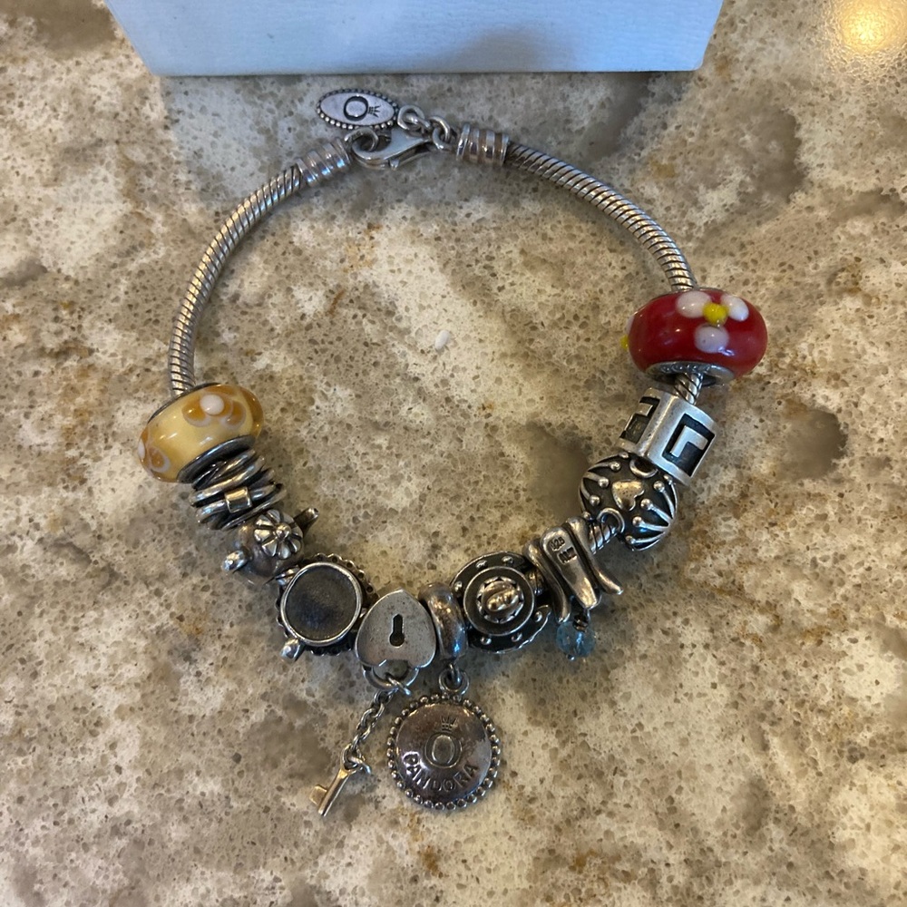 Sterling Silver Pandora Charm Bracelet with Charms